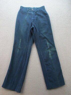 VTG 70's Corduroy Mom Pants Women's 12 High Waist Straight Leg Green Blue